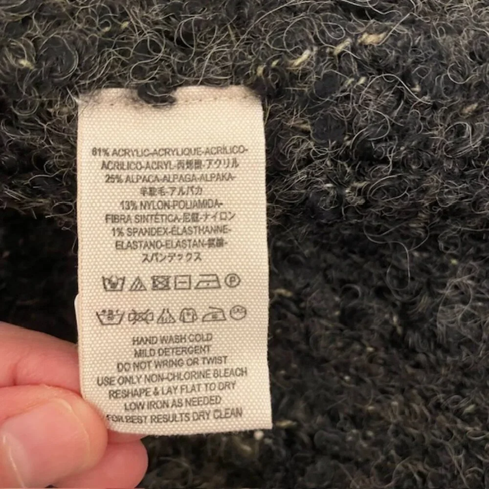 Free People Charcoal Gray Fuzzy Button-Up Cardigan